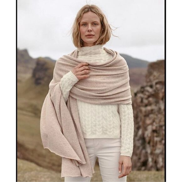 NWT Garnet Hill 100% Cashmere Scarf Wrap Shawl Mauve Pink$199.00